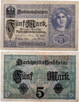 купить Германия 5 марок 1917