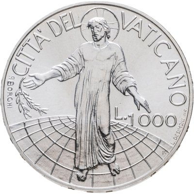 купить Ватикан 1000 лир 1998 "20-й год правления Иоанна Павла II"