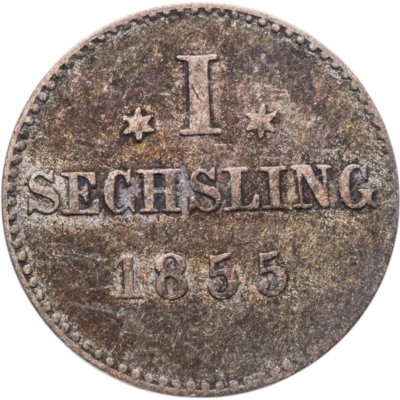 купить Вольный ганзейский город Гамбург 1 сехслинг 1855