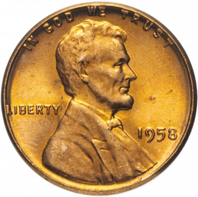купить США 1 цент 1958 без буквы монетного двора