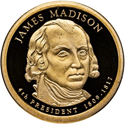 купить США 1 доллар (dollar) 2007 S Proof "Джеймс Мэдисон (4-й президент США)" знак монетного двора "S" - Сан-Франциско