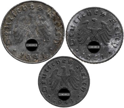 купить Германия набор 1,5,10 рейхспфеннигов 1941, Двор "J"