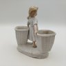 Купить Статуэтка (подставка для зубочисток) "Девочка в голубом платье с двумя корзинами", фарфор, роспись, золочение, Европа, 1930-1950 гг.