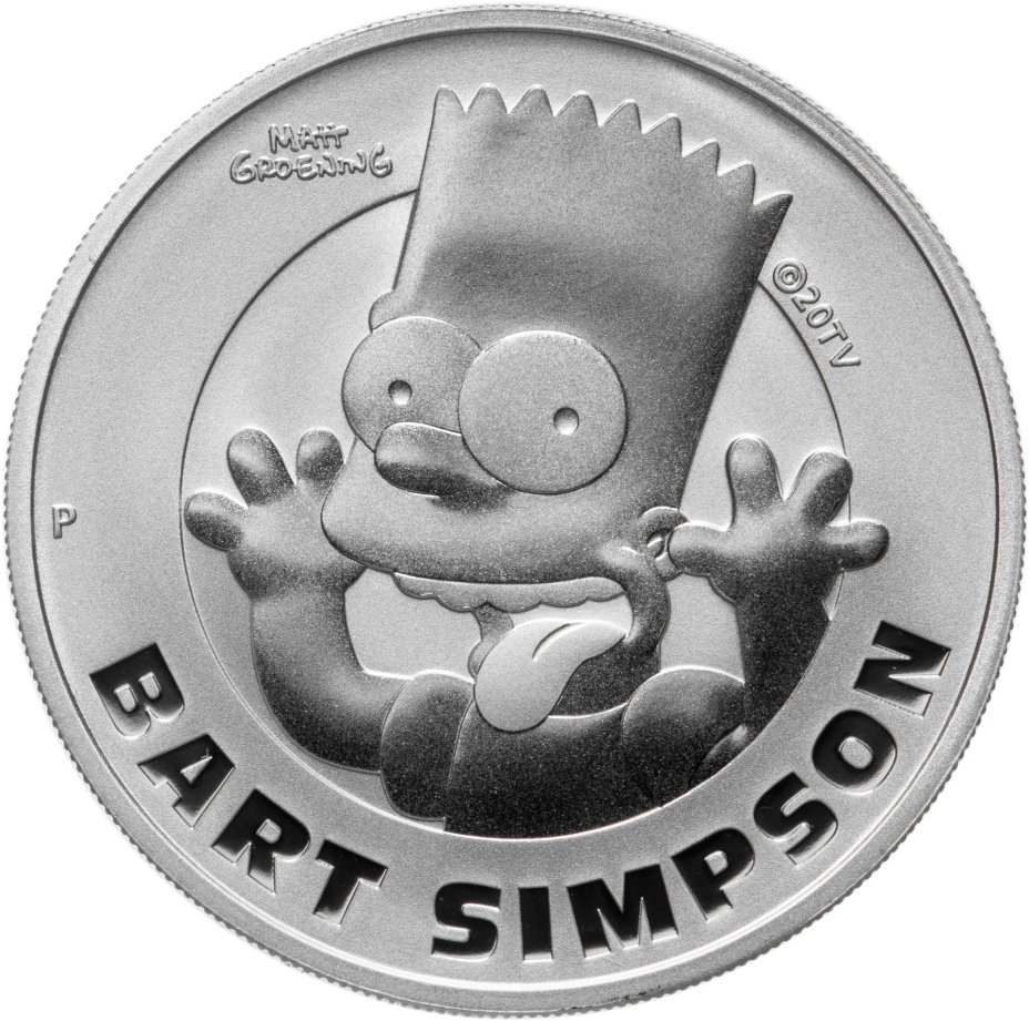 купить Тувалу 1 доллар 2022 UNC "Барт Симпсон The Simpsons Симпсоны"