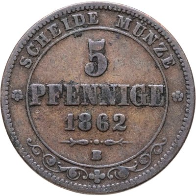 купить Саксония 5 пфеннигов 1862 В