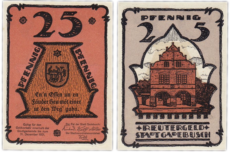 купить Германия (Мекленбург-Шверрин: Гадебуш) 25 пфеннигов 1922 (404.1/B1)