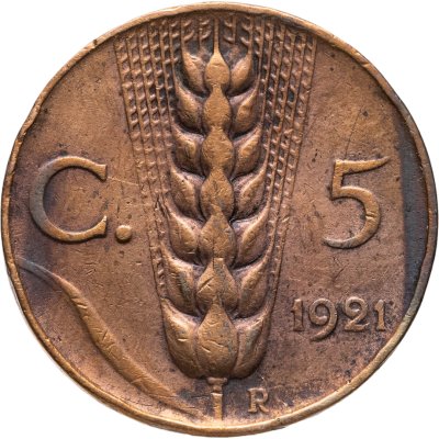 купить Италия 5 чентезимо (centesimi) 1921