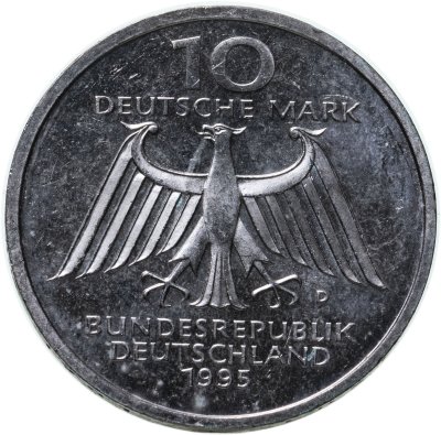 Купить Германия 10 марок (deutsche mark) 1995  150 лет со дня рождения Вильгельма Конрада Рентгена