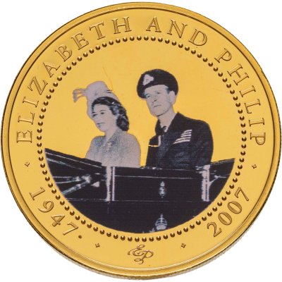 купить Острова Кука 1 доллар 2007 "60 лет свадьбы Елизавета II и Филипп в открытой карете" в капсуле