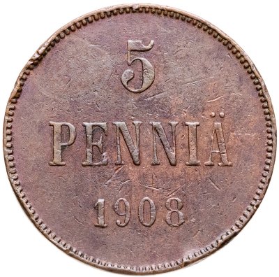купить 5 пенни (pennia) 1908 Российская Финляндия