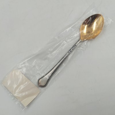 купить Ложка кофейная в оригинальном пакете с этикеткой, Таллинский опытный завод научного приборостроения "Дельта", мельхиор (медь-никель), золочение, СССР, 1979 г.