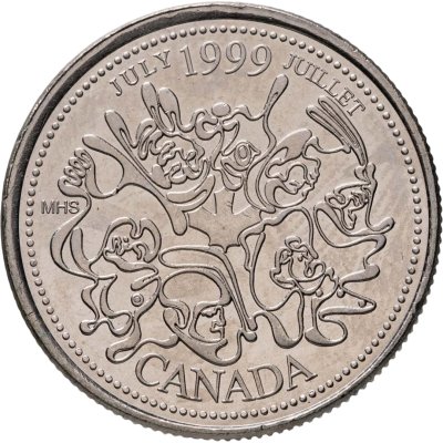 купить Канада 25 центов (квотер, quarter dollar) 1999 "Миллениум - Июль 1999, Нация людей"