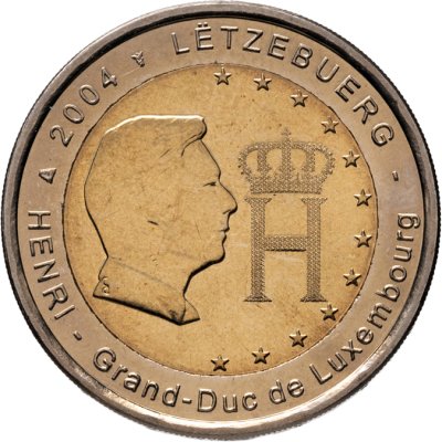 купить Люксембург 2 евро (euro) 2004 "Портрет и монограмма герцога Люксембурга Анри Нассау"