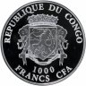 Купить Республика Конго 1000 франков 2017 Proof "Восточный гороскоп - Год петуха - 3D монета (Высокий рельеф)" в футляре с сертификатом