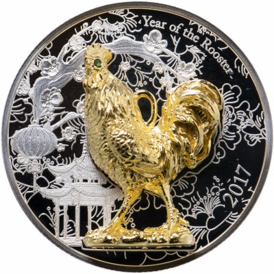 купить Республика Конго 1000 франков 2017 Proof "Восточный гороскоп - Год петуха - 3D монета (Высокий рельеф)" в футляре с сертификатом