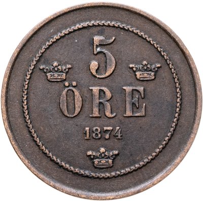 купить Швеция 5 эре (ore) 1874