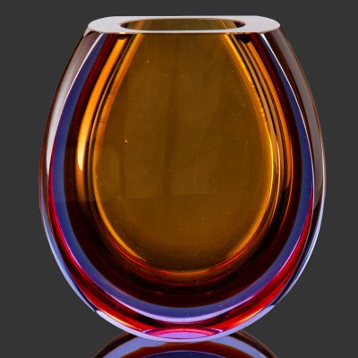 купить [Редкая расцветка] Ваза "Подкова", автор Е.В. Яновская, хрусталь, широкая грань, полировка, Ленинградский завод художественного стекла (ЛЗХС), СССР, 1960-1970 гг.