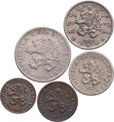 купить Чехословакия набор монет 1921-1924 (5 штук)
