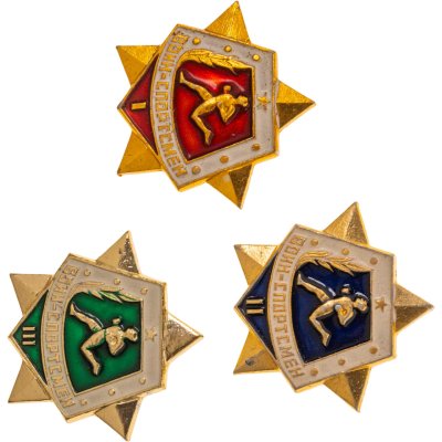 купить Набор 3 значков СССР "Воин-спортсмен", I, II, III степени, заколка