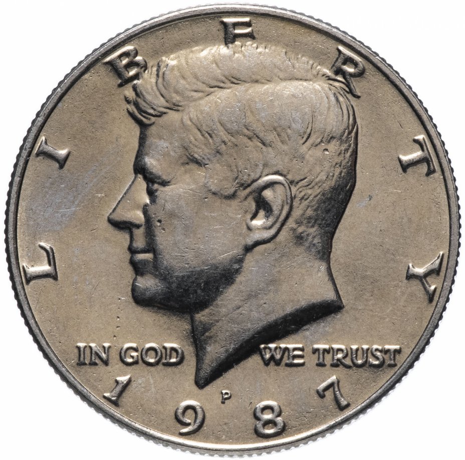 купить США 50 центов (1/2 доллара, half dollar) 1987 Р Kennedy Half Dollar (Кеннеди) знак монетного двора "Р"