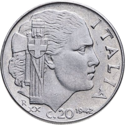 купить Италия 20 чентезимо (centesimi) 1942 Магнетик, ребристый гурт