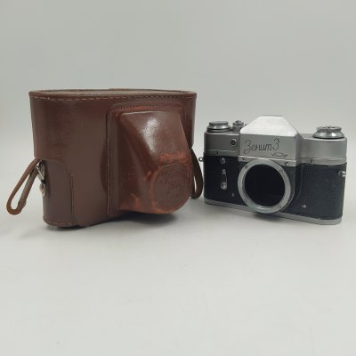 купить Фотоаппарат "Зенит-3" в оригинальном кофре (без объектива), металл, стекло, пластик, кожа, Красногорский механический завод (КМЗ), СССР, 1962 г.