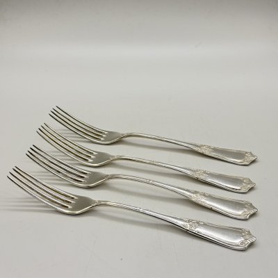 купить Набор из 4-х вилок с растительным декором, мНЦ (медь-никель-цинк), Киевский завод столовых приборов и посуды им. Дзержинского (ЗiД, ЗиД), СССР, 1950-1960 гг.