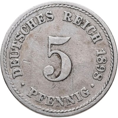 купить Германия 5 пфеннигов (pfennig) 1898 A знак монетного двора: "A" - Берлин