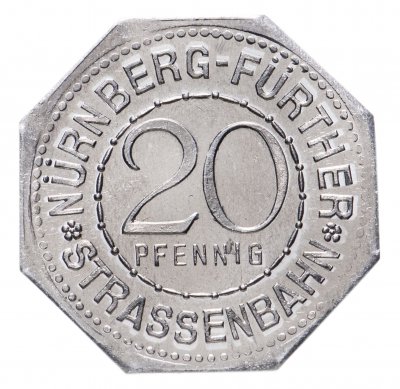 купить Германия, Нюрнберг 20 пфеннигов 1921 "Город" (трамвайный жетон)