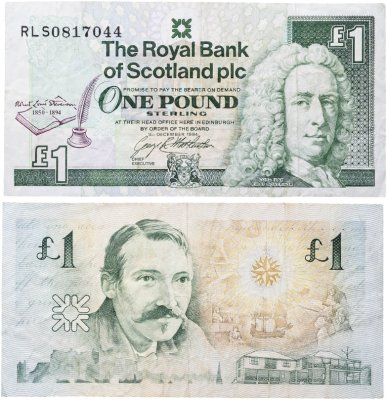 купить Шотландия 1 фунт 1994 год Юбилейная 100-летию смерти Роберта Льюиса Стивенсона