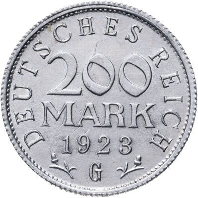купить Германия 200 марок 1923, знак монетного двора "G" — Карлсруэ