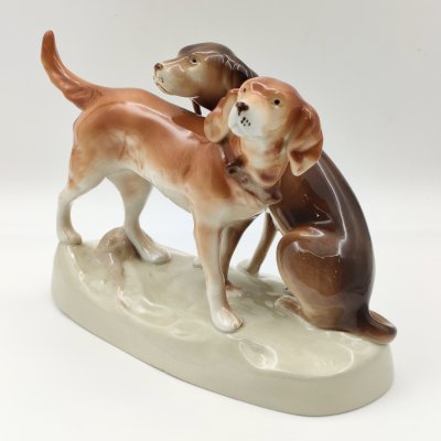 купить Статуэтка "Охотничьи собаки", фарфор, аэрография, Royal Dux, Чехия, 1980-1993 гг.