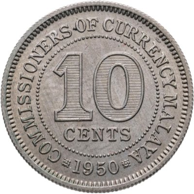 купить Малайя 10 центов (cents) 1950