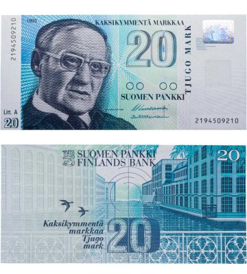 купить Финляндия 20 марок 1993 год Литера А (Pick 123(12)
