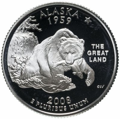 купить США 25 центов (квотер, 1/4 доллара, quarter dollar) 2008 S Proof Аляска (Alaska)