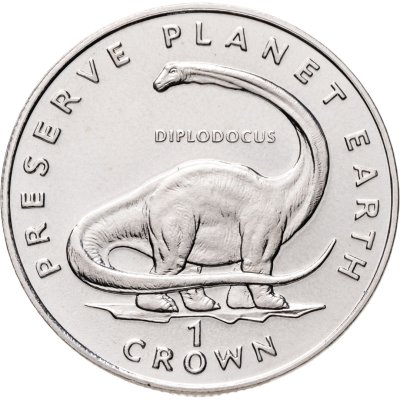 купить Остров Мэн 1 крона (crown) 1993 "Заповедник планета Земля - Диплодок"