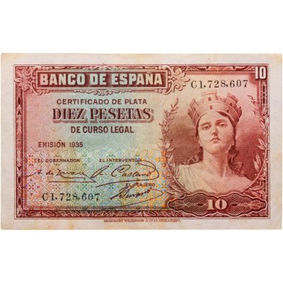 купить Испания 10 песет 1935 (Pick 86a)