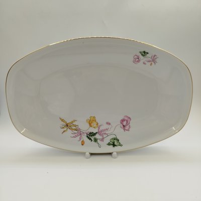 купить Блюдо овальной формы с растительным декором, фарфор, деколь, золочение, Concordia Lesov, Чехословакия, 1970-1991 гг.