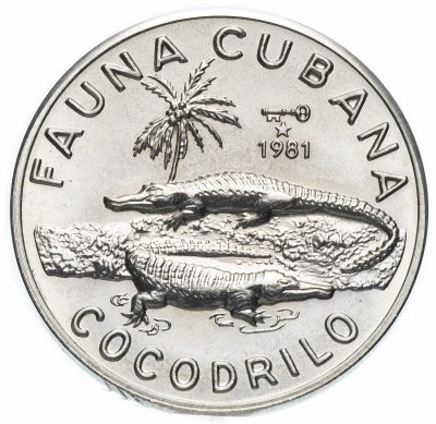 купить Куба 1 песо (peso) 1981 "Фауна Кубы - Кубинский крокодил"