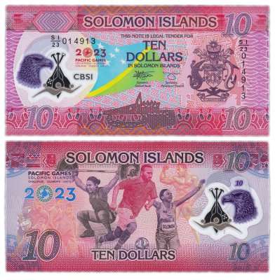 купить Соломоновы острова 10 доллара 2023 «17-е Тихоокеанские игры»