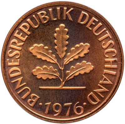 купить Германия 2 пфеннига (pfennig) 1976, знак монетного двора: "F" - Штутгарт