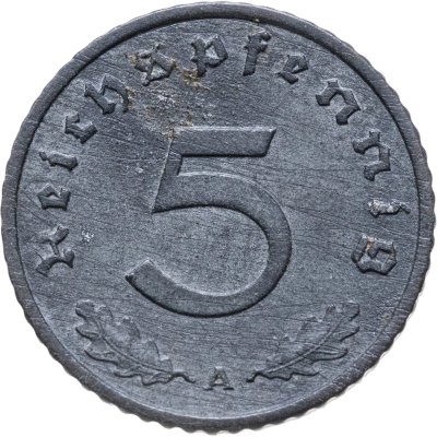 купить Германия (Третий рейх) 5 рейхспфеннигов (reichspfennig) 1942, знак монетного двора: "A" - Берлин