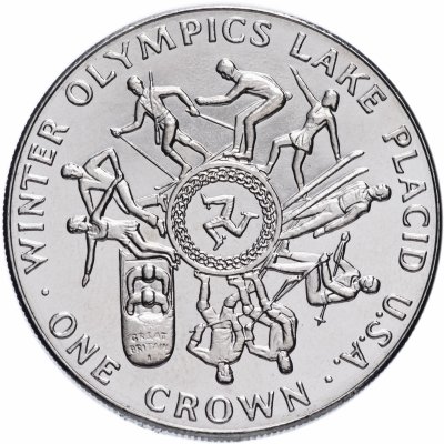 купить Остров Мэн 1 крона 1980 "XIII зимние Олимпийские Игры, Лейк-Плэсид 1980"