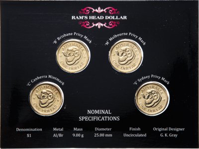 купить Австралия 1 доллар 2011 набор из 4-х монет "Доллар Баранья голова" в буклете