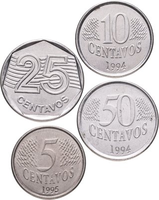 купить Бразилия набор монет 1994-1997 (4 штуки, от 5 до 50 сентаво)