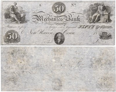 купить США 5 долларов 1820-60 е Коннектикут без подписей