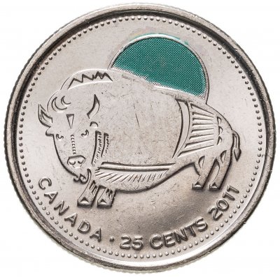 купить Канада 25 центов (cents) 2011 "Природа Канады - Бизон" (цветная)