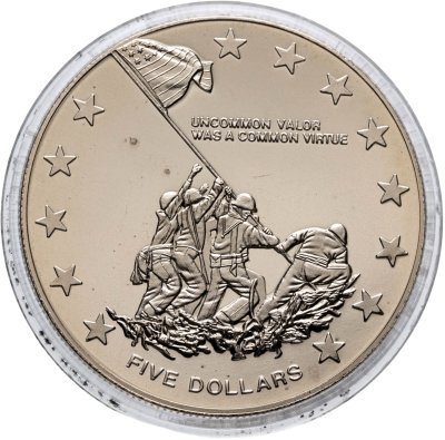 купить Либерия 5 долларов (dollars) 2001 "Флаг над Ивадзимой"