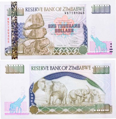 купить Зимбабве 1000 долларов 2003 год (Pick 12b)