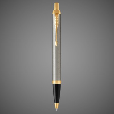 Купить Шариковая ручка Parker IM Metal Core Brushed Metal GT, стержень: M, цвет чернил: blue, в подарочной упаковке., Металлы: латунь, пластик, позолота, сталь, 2026 г.